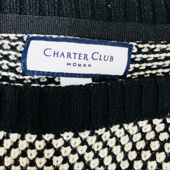 Charter club plus sizes textured sweater Blk White - Picture 4 of 6